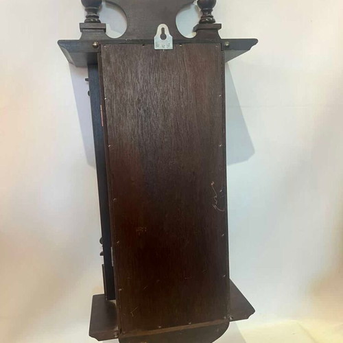 Wooden wall clock with pendulum used, 79x31x16 cm, analog