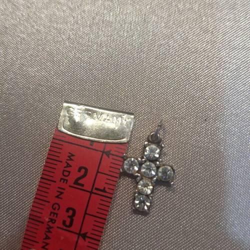 Silver cross 925 with white stones like new