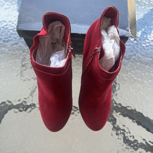 Red velvet high ankle boots size 40