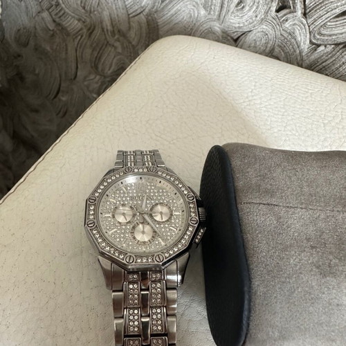 Bulova Crystal Swarovski Watch 41.5mm like new, unisex, silver