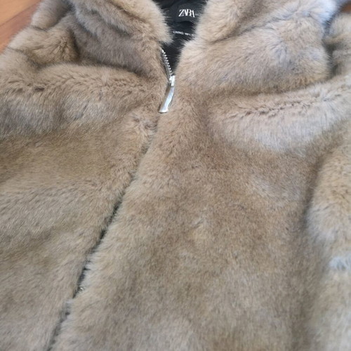 Zara fur vest like new, beige, size M