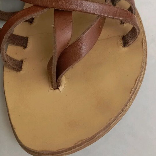 GES leather sandals used, ancient Greek style, brown, size 35