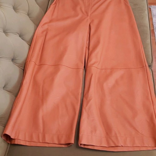 Moutaki leather-look pants orange new, wide leg