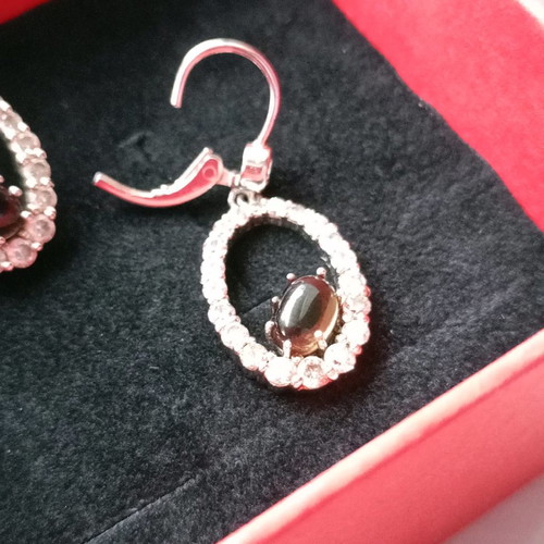 Vintage hanging earrings Galerie Tsangarakis silver 925 with topaz and zircon like new