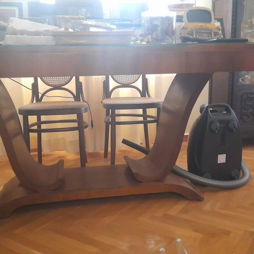 Antique Art Deco dining table used, wood, 4-6 seats