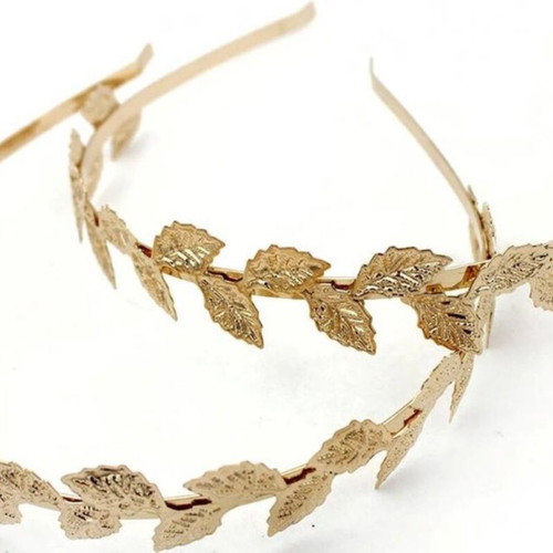 Golden Ancient Greek Headband with Olive Leaves New