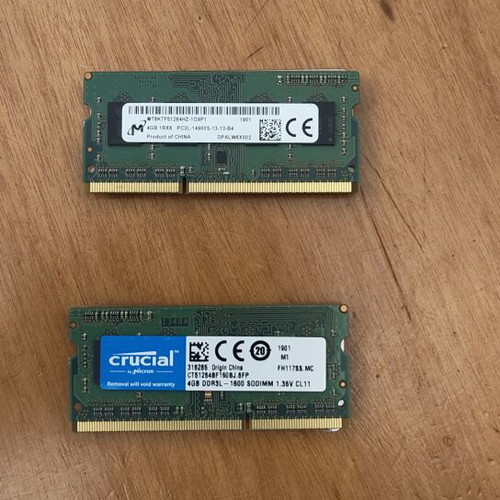 Crucial 4GB DDR3L-1600 SODIMM RAM like new, pack of 2