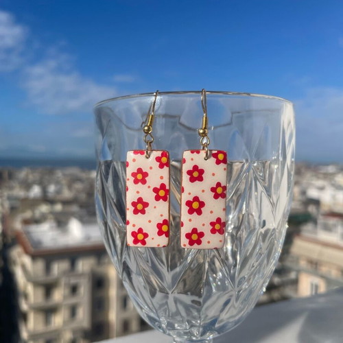 Floral pattern handmade earrings like new
