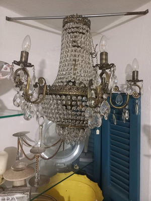 Chandelier 12-light bronze with crystals new