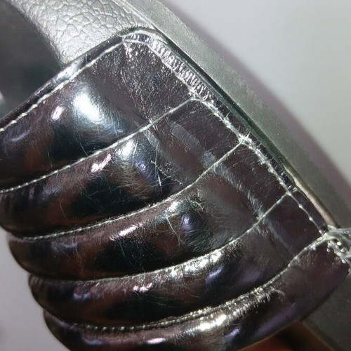 Gun metal silver slides, size 37