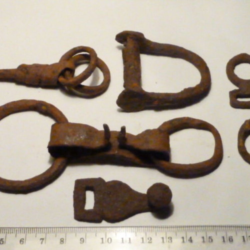 Antique iron items from Revival horse ammunition used, hand-forged iron