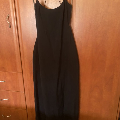 Black fitted backless dress with slit by Nadia Rapti new