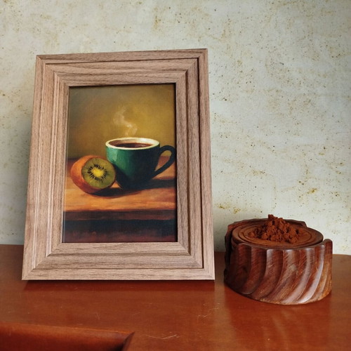 Framed Coffee and Kiwi Still Life Print 13x18 cm new