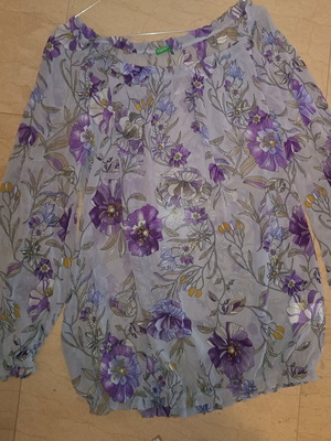 Benetton blouse gray-purple, new, size M to L