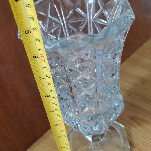 Italian glass vase with embossed design, new
