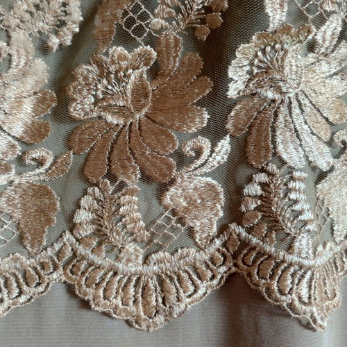 Classic dress used, tailor made with lace, beige
