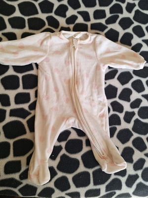 Velour newborn bodysuit used with zipper