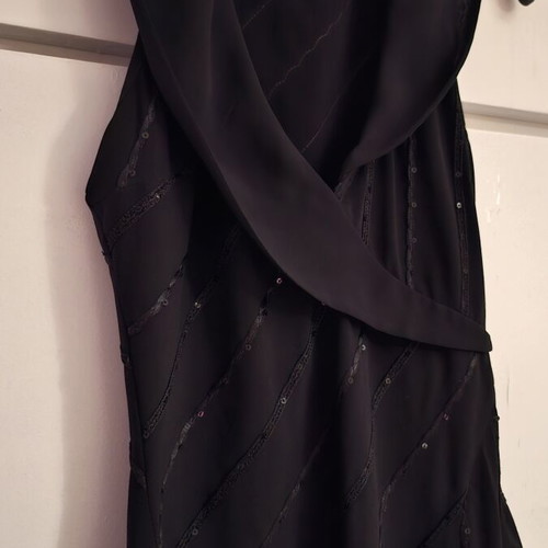 Fidele Black Evening Top with Sequins and Asymmetrical Hem like new