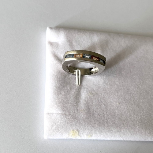 Solid silver 0.925 ring with blue and brown zircon new