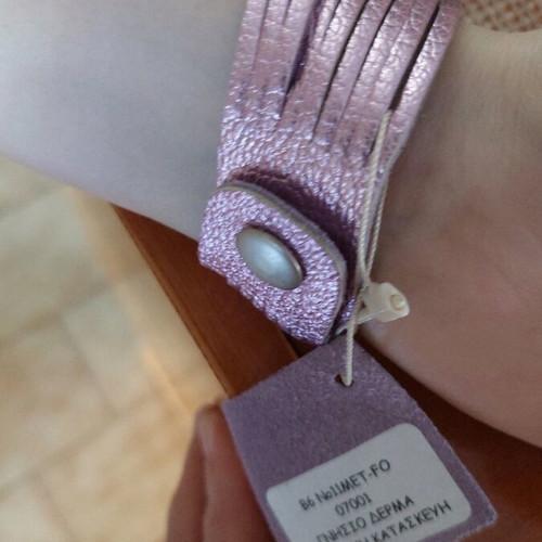 Leather bracelet purple new Greek made
