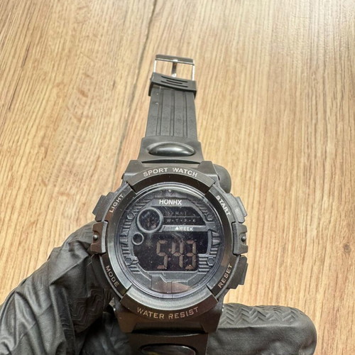 Digital Sport Watch new, men's black with rubber strap