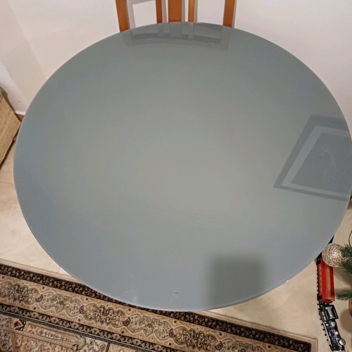 Ravenna wooden table with glass top used model Lucille
