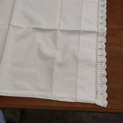 Pillowcase like new, white with handmade crochet lace