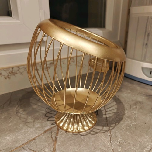 Gold Metal Storage Basket for Coffee Capsules New