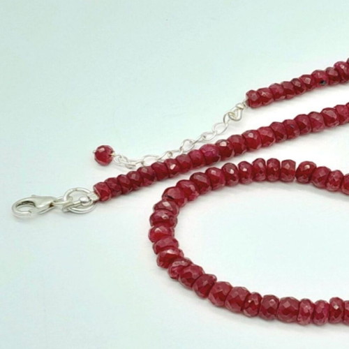 Ruby necklace 135 carats, new, silver clasp 925