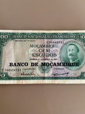 100 Escudos Mozambique banknote 1961 like new