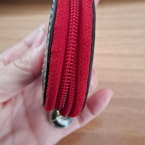 Lancel round wallet like new, brown and red