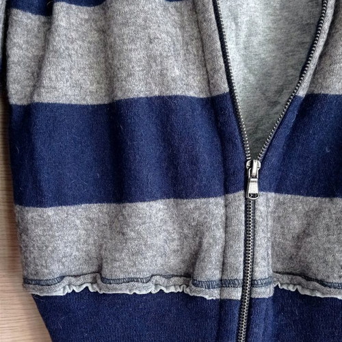 Singly hoodie used, grey with blue stripes, kids Large and women's Medium