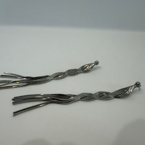 Long silver tassel earrings like new