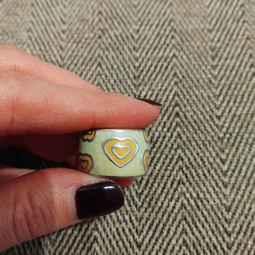 Silver heart ring like new, beige and turquoise