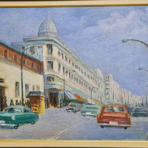Λεωνίδας Τσεμπερώφ Ελαιογραφία Οδός Σταδίου Μεγάλη Κορνίζα