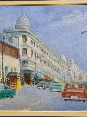 Λεωνίδας Τσεμπερώφ Ελαιογραφία Οδός Σταδίου Αλλης Εποχής