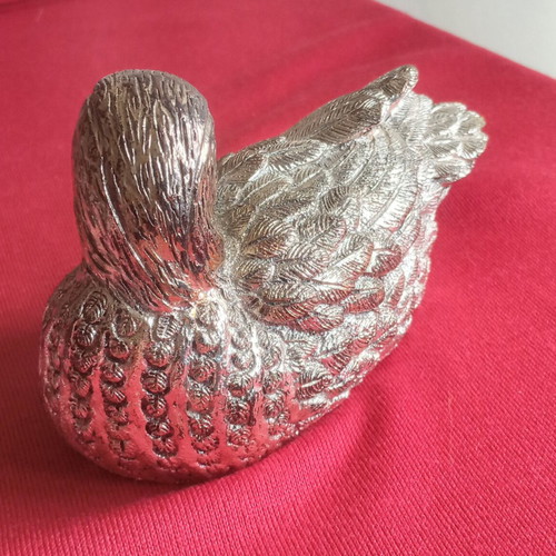 Decorative Silver-Plated Duck Vintage 1970 Like New