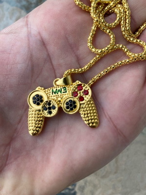 Necklace with Joystick Play Station pendant new, gold-colored