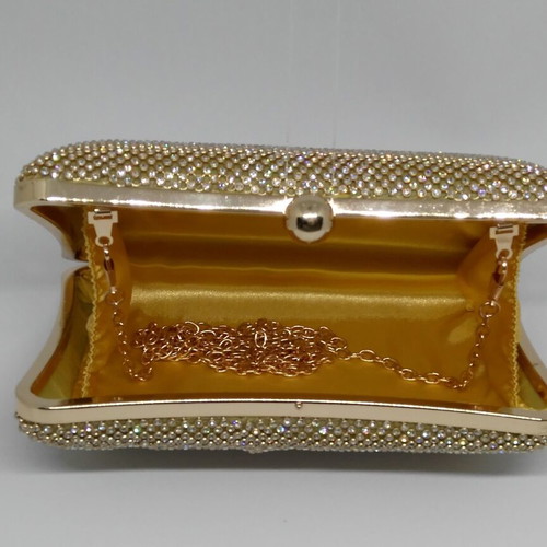 Clutch bag gold with strass new, 20 x 12 cm