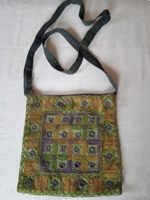 Patchwork Shoulder Bag like new, handmade with mirrors