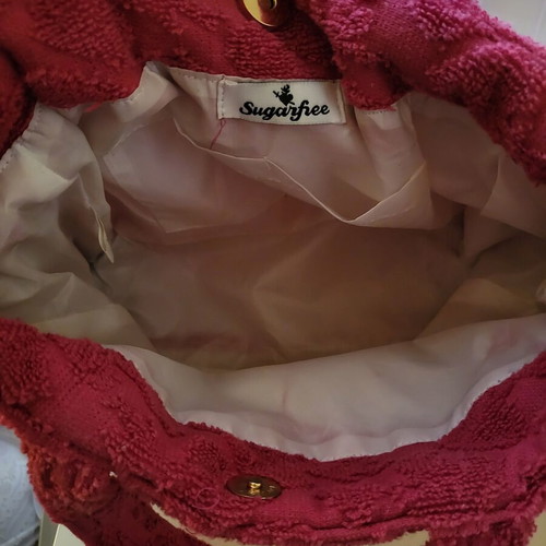 Sugar Free hand bag, pink fuchsia, terry fabric