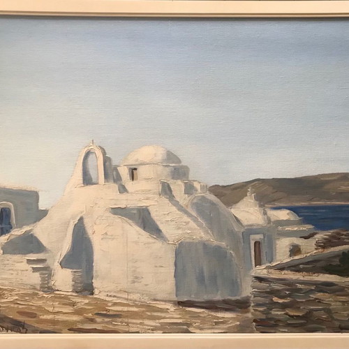 Painting by Nikos Bafaloukos oil on hardboard medium size