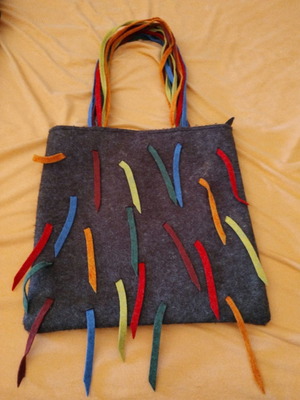 Shoulder bag brown multicolor synthetic felt used
