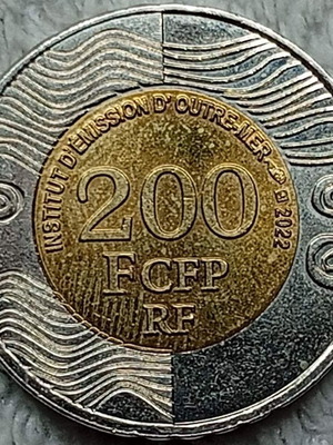 French Pacific Territories Coin used, 2022 200 Francs