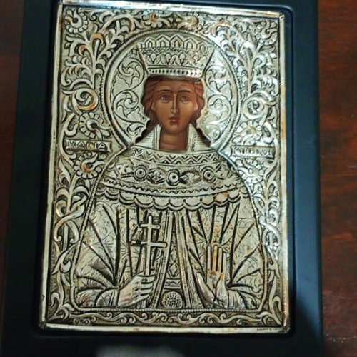 Saint Irene silver icon used