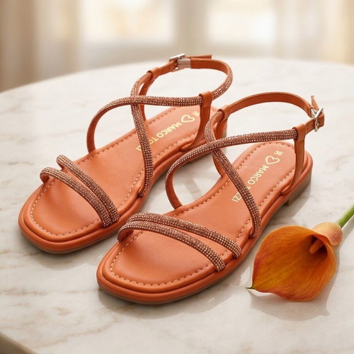 Marco Tozzi orange sandals with rhinestones, size 39