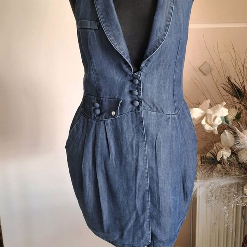 Daniele Alessandrini denim tunic-vest like new, blue with crystal hearts