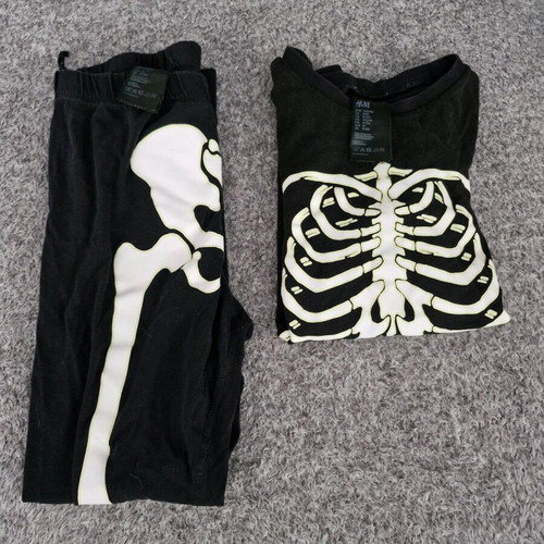 H&M Kids Skeleton Pajamas like new, size 8–10, black
