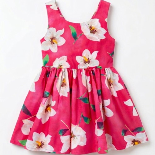 Sweet Baby dress 3 years like new, red floral with wow-back
