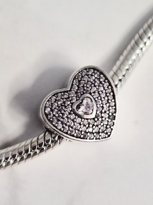 Pandora Charm Sparkling Pink Heart silver 925, new